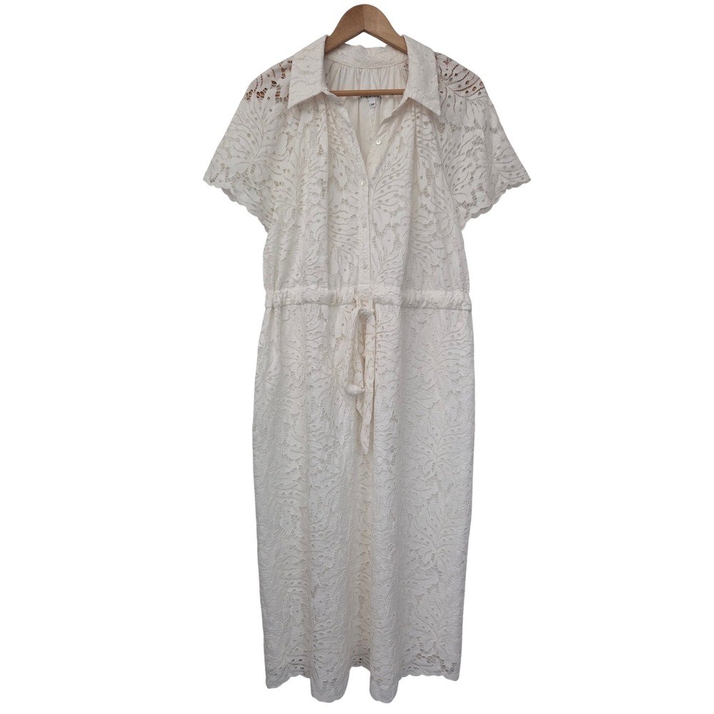 Trina Turk Lakeside Lace Midi Dress Womens 14 White NWT $398 2004320LA1
